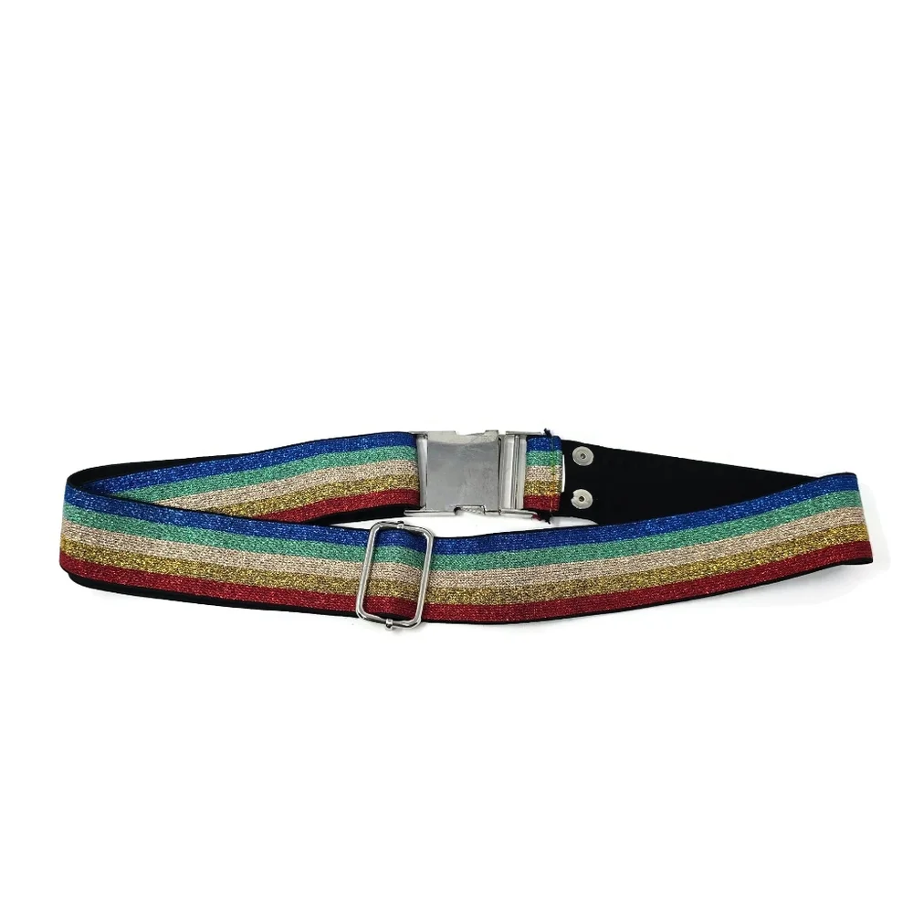 Glitter Rainbow Disco Elastic Belt Adjustable One Size